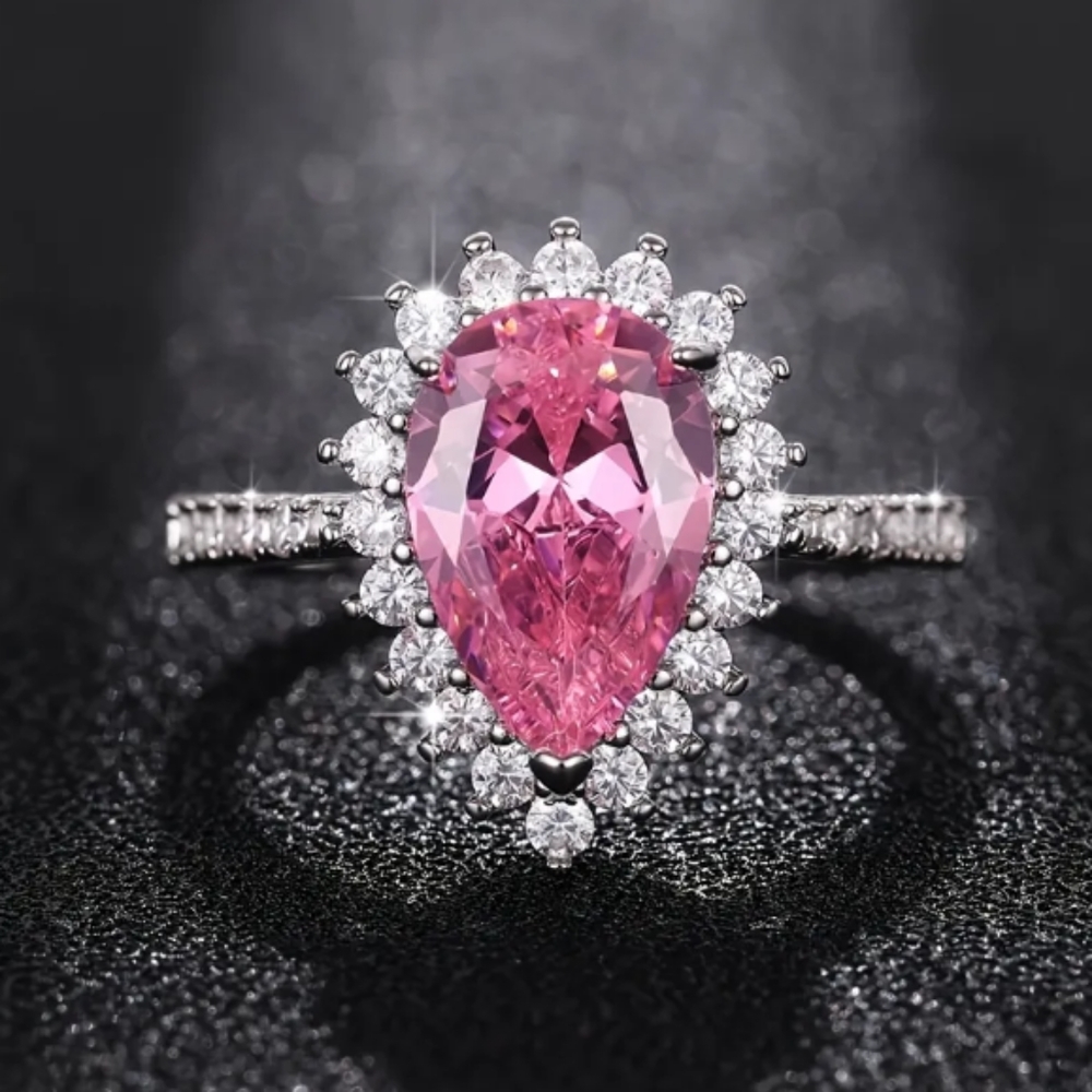 SALE! Fancy Simulated Pink Sapphire Silver Plated  Sparkly Engagement Ring! 🌸💍